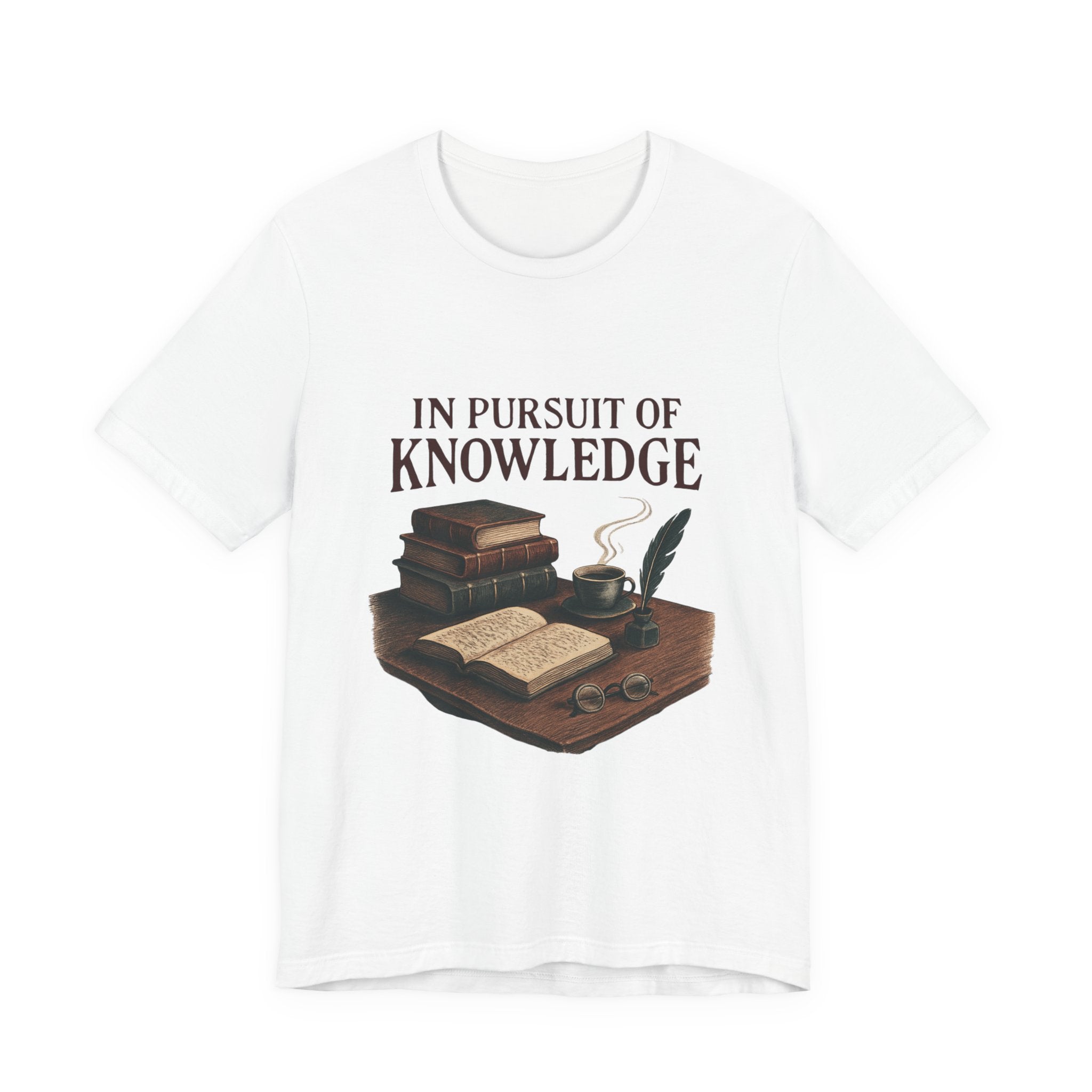 In Pursuit of Knowledge T-Shirt — Vintage Books & Quill Reading Tee