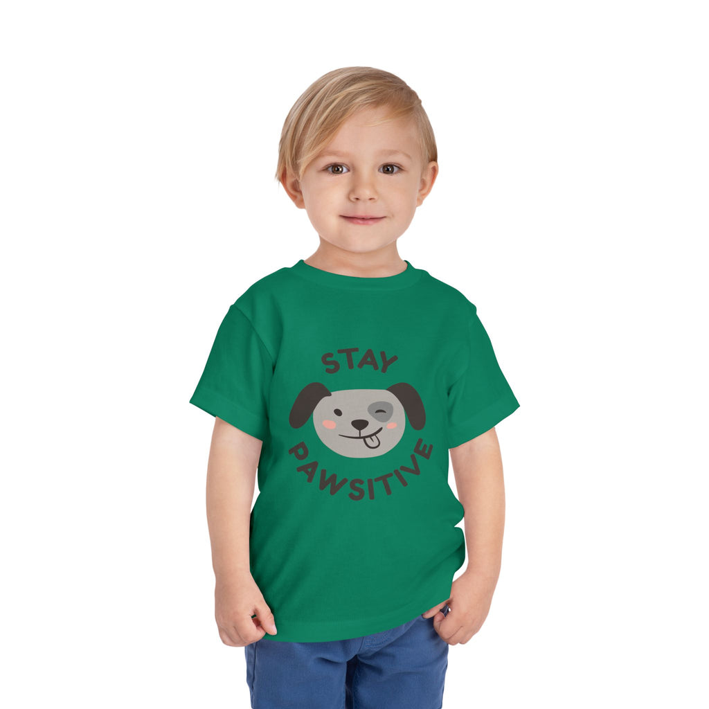 Toddler Tee — "Stay Pawsitive" Puppy Graphic Kids Shirt
