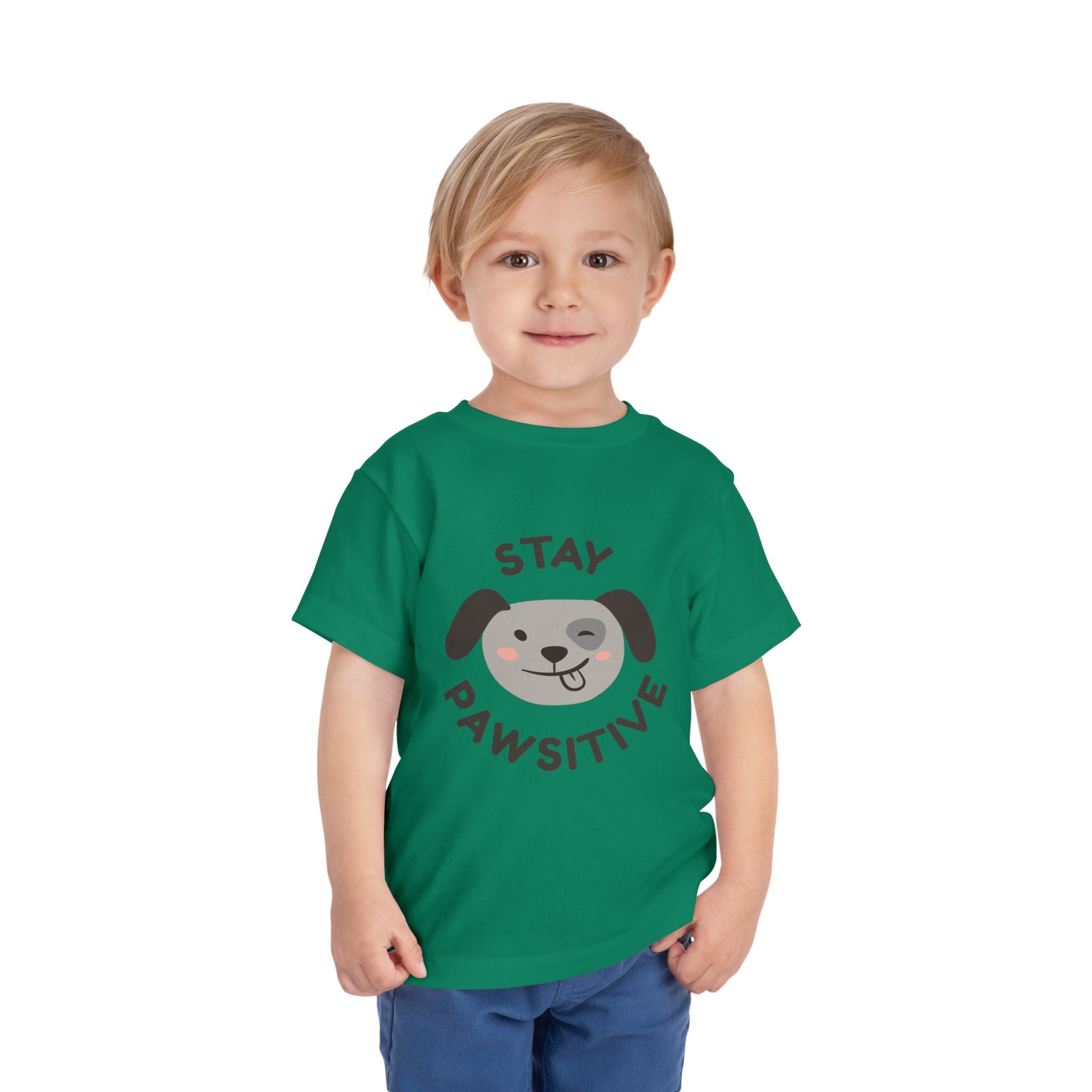 Toddler Tee — "Stay Pawsitive" Puppy Graphic Kids Shirt