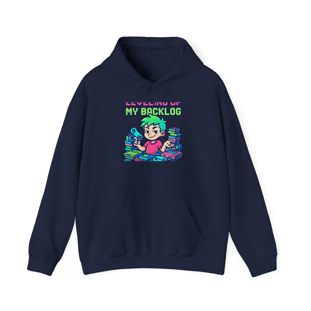 Gamer Backlog Hoodie — "Ignore Me, I’m Up My Backlog" Cute Retro Game Stack Sweatshirt
