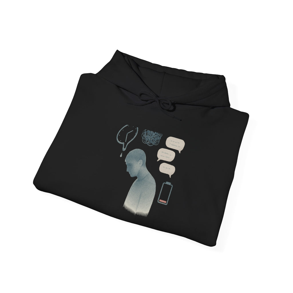 Emotional Silence Hoodie — Minimalist Illustration of Overthinking & Text Anxiety