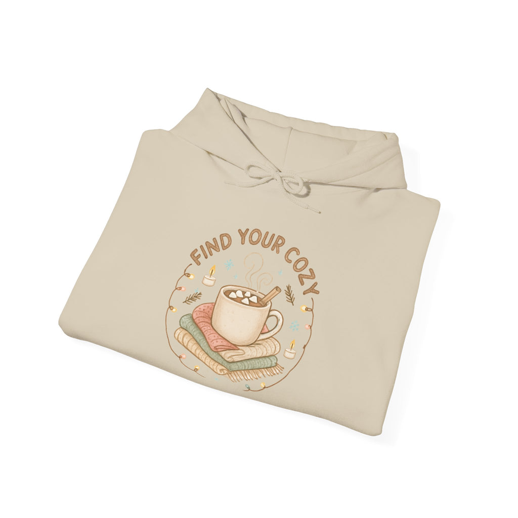Cozy Coffee & Books Hoodie — "Find Your Cozy" Pullover
