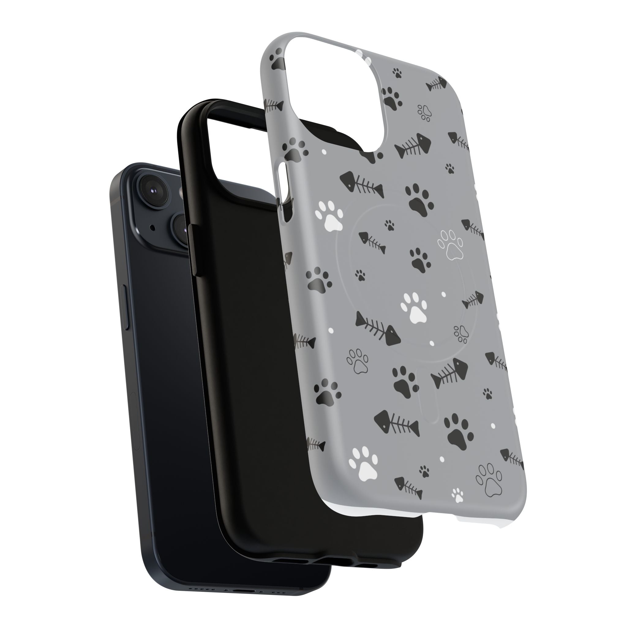 Cat Paw & Fishbone Tough Magnetic Phone Case