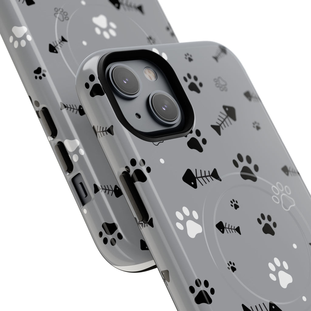 Cat Paw & Fishbone Tough Magnetic Phone Case
