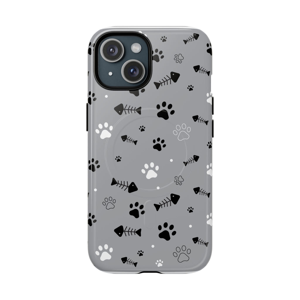 Cat Paw & Fishbone Tough Magnetic Phone Case