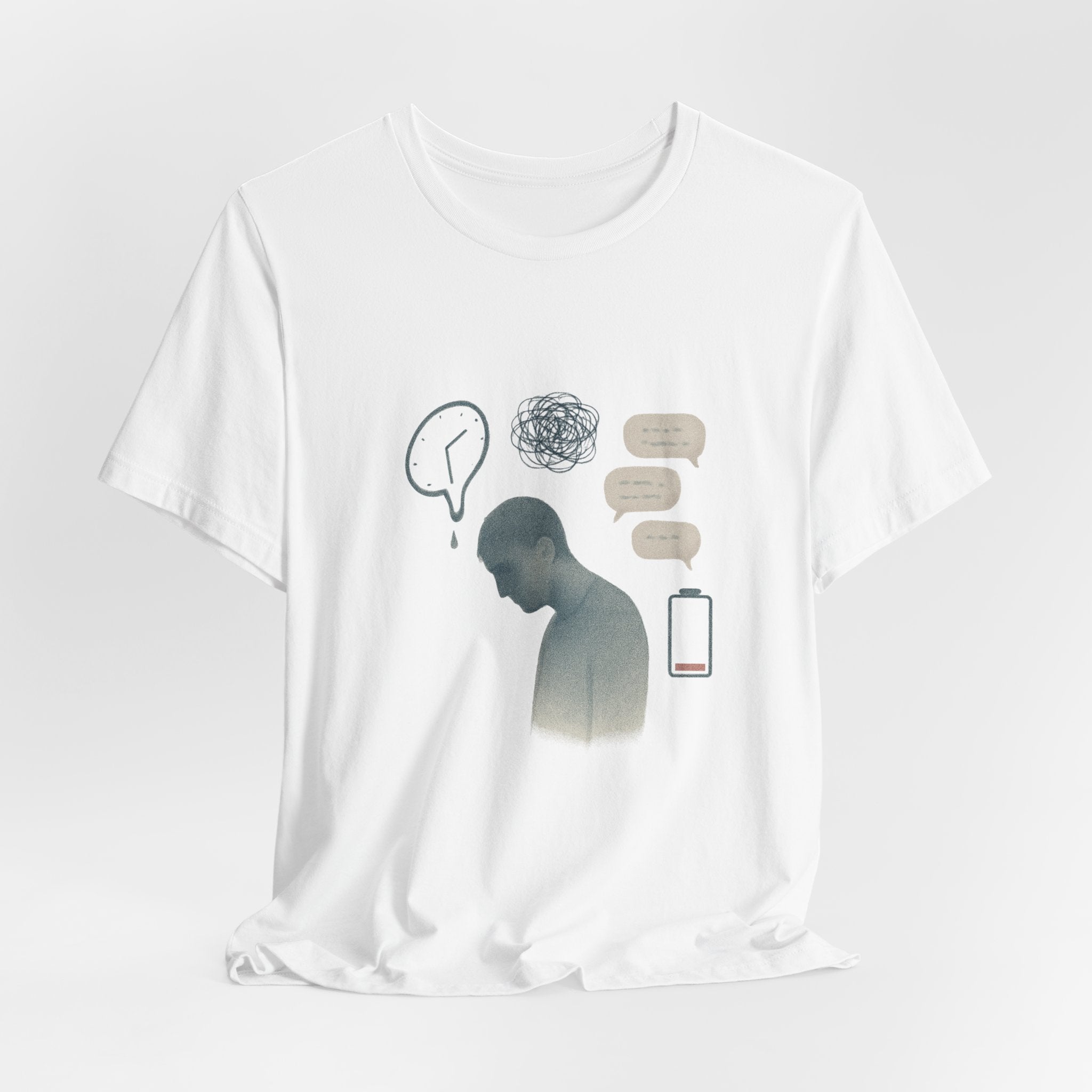 Mental Health Awareness T‑Shirt — Anxious Thoughts Illustration Tee