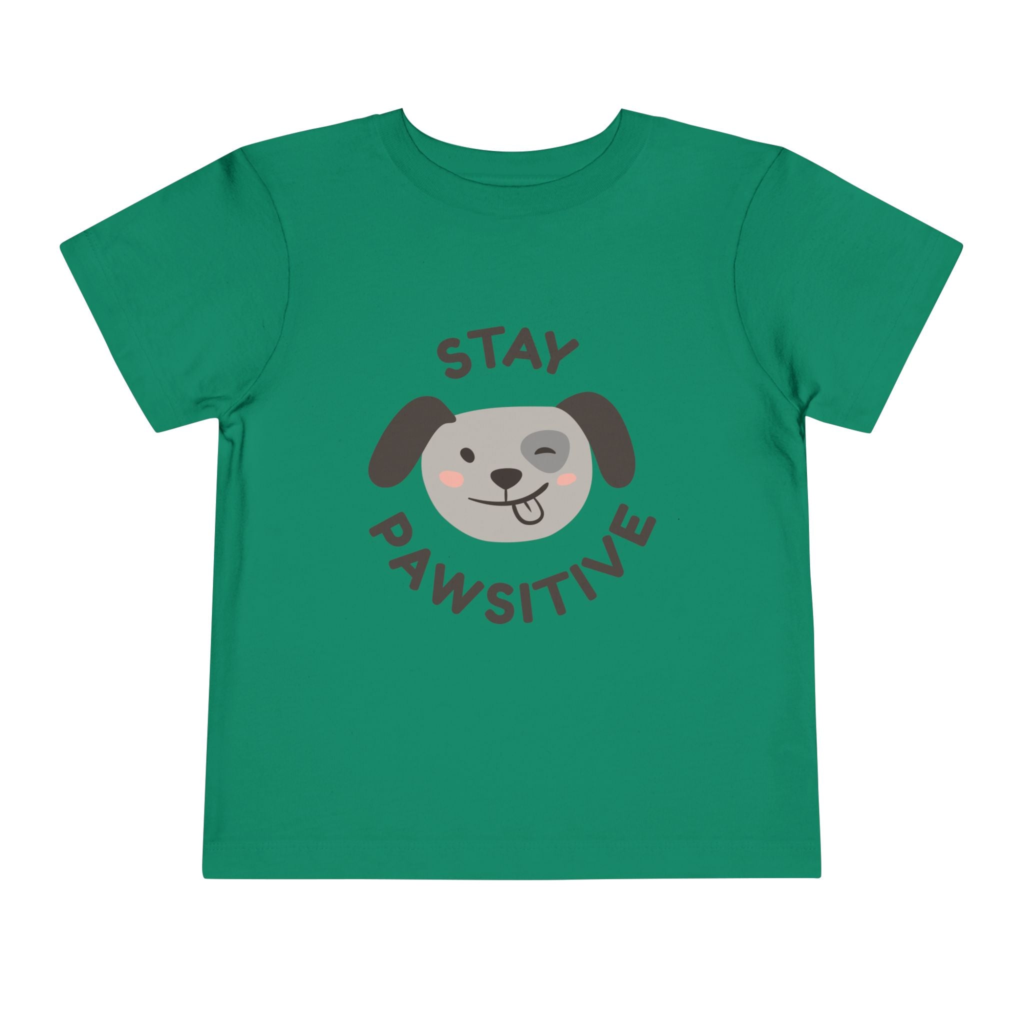 Toddler Tee — "Stay Pawsitive" Puppy Graphic Kids Shirt
