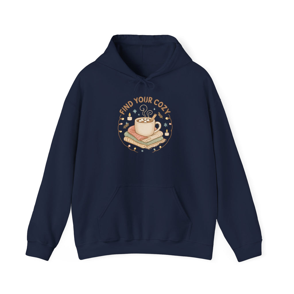 Cozy Coffee & Books Hoodie — "Find Your Cozy" Pullover