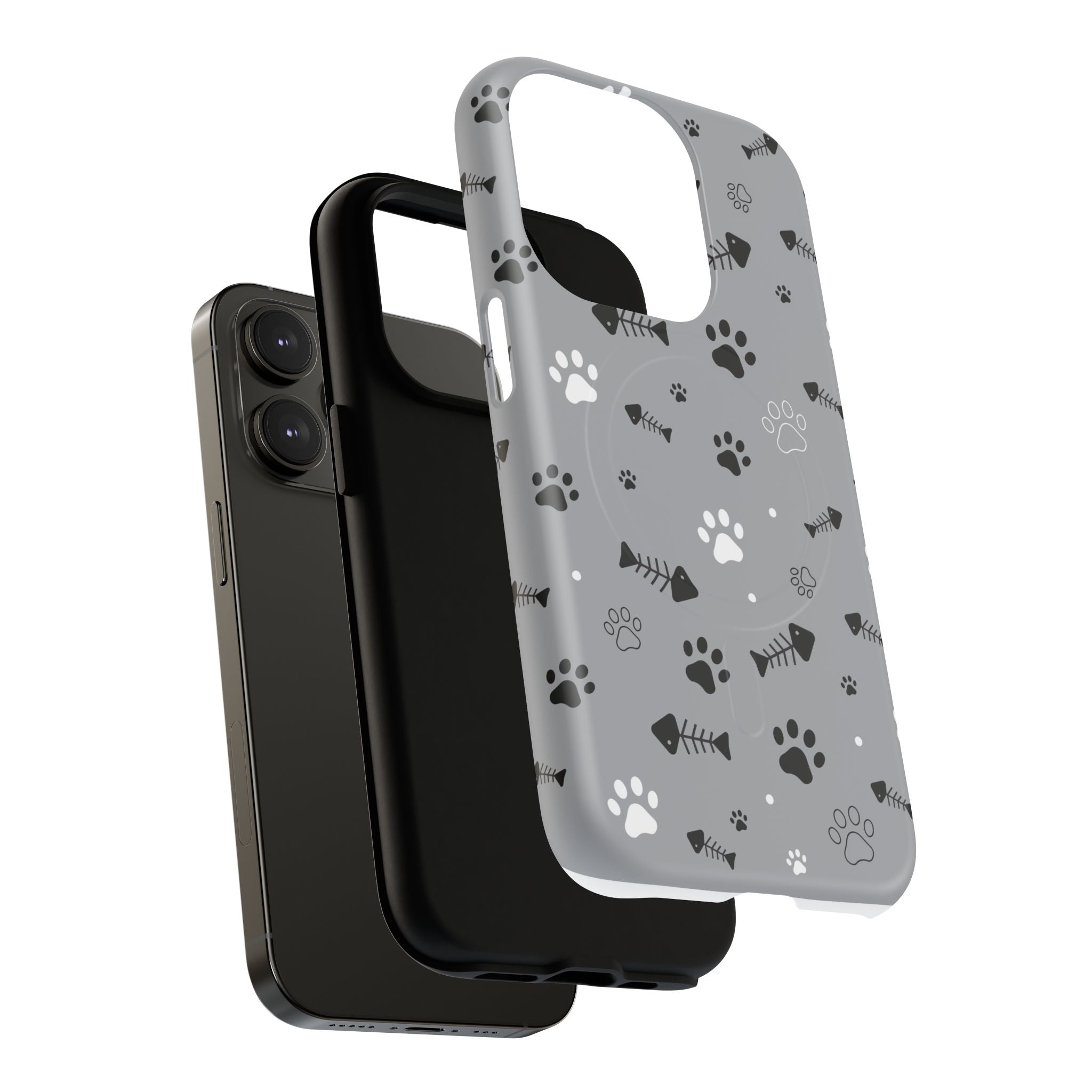Cat Paw & Fishbone Tough Magnetic Phone Case