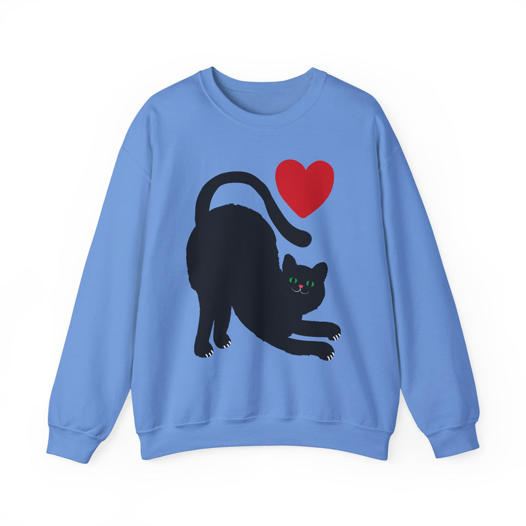Black Cat Crewneck — Cute Heart Cat Lover