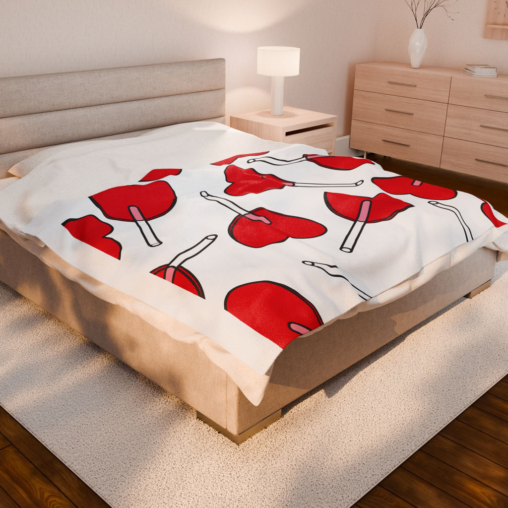 Heart Lollipop Plush Blanket – Valentine's Pattern Throw