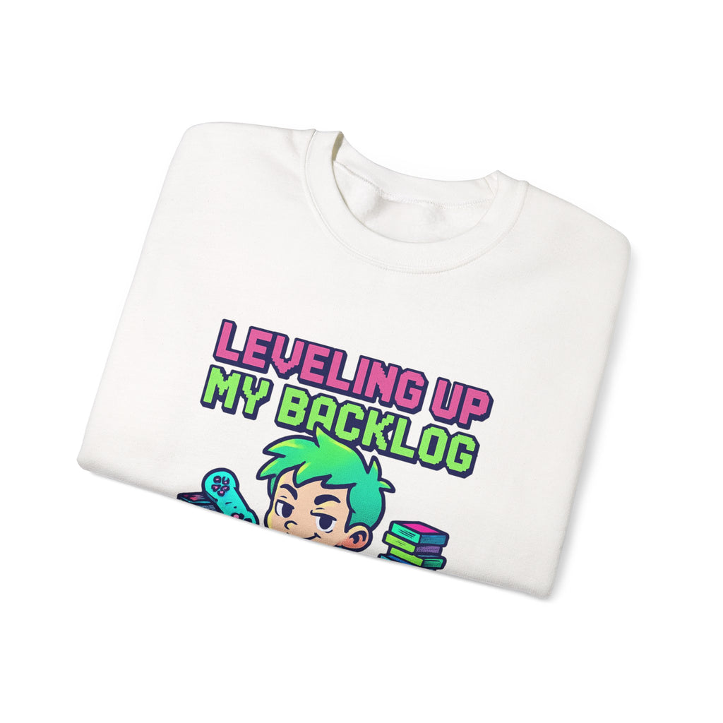 Crewneck Sweatshirt — "Leveling Up My Backlog" Gamer Graphic