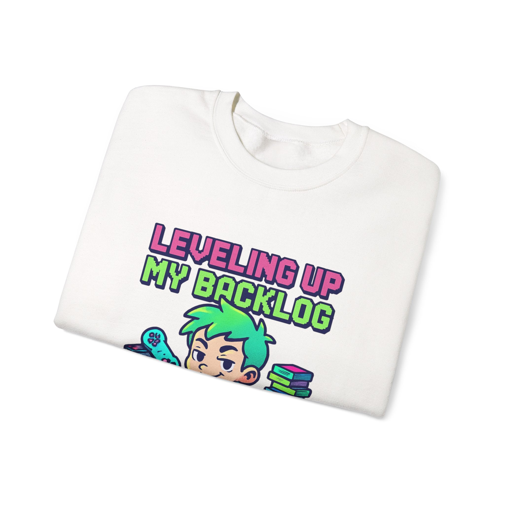 Crewneck Sweatshirt — "Leveling Up My Backlog" Gamer Graphic