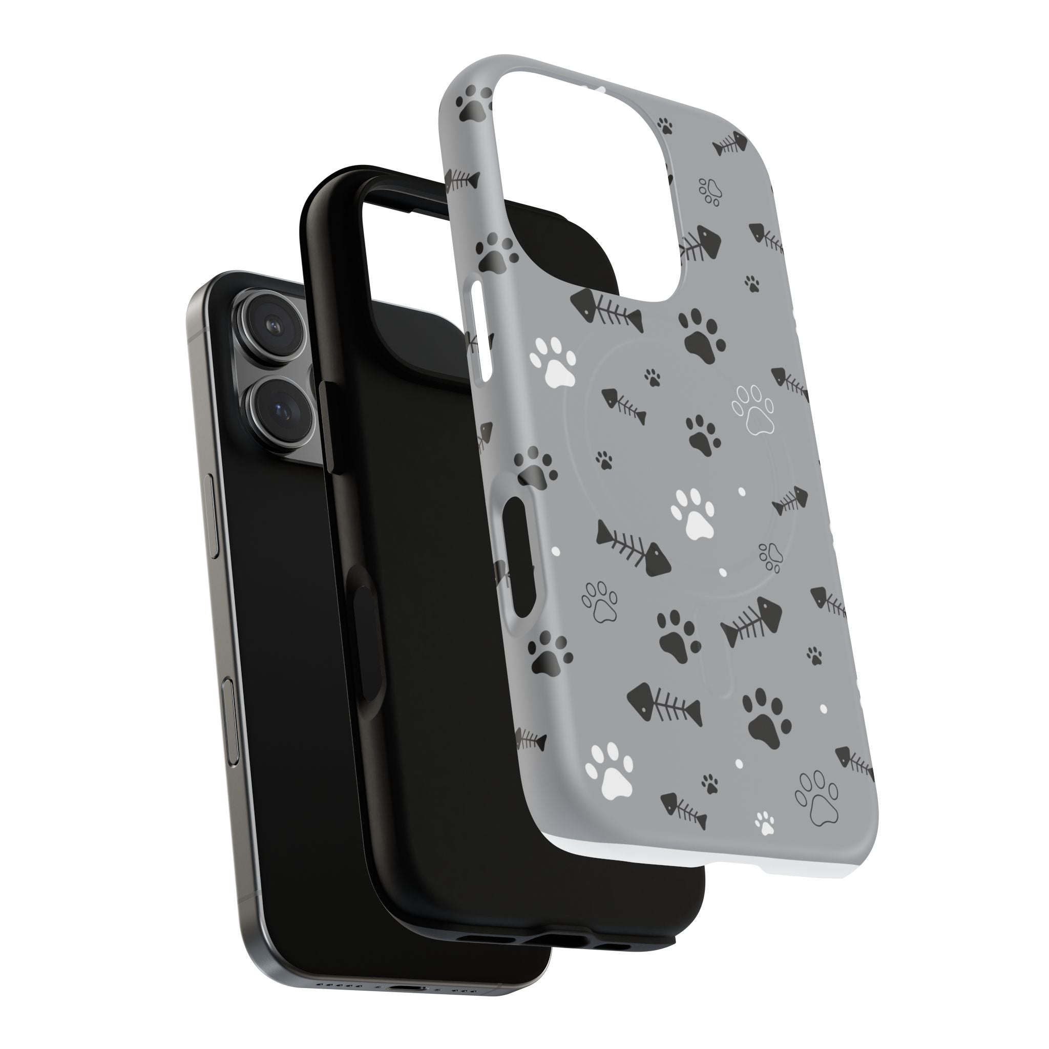 Cat Paw & Fishbone Tough Magnetic Phone Case