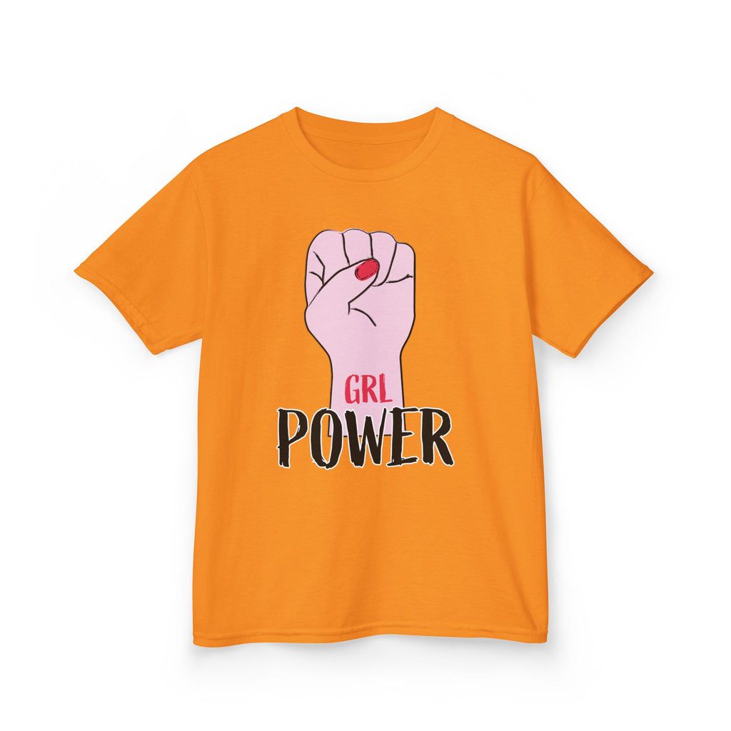 Kids Tee — "GRL Power" Pink Fist Graphic