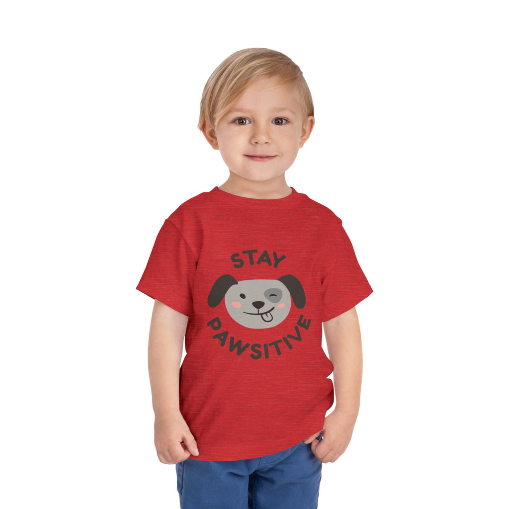 Toddler Tee — "Stay Pawsitive" Puppy Graphic Kids Shirt
