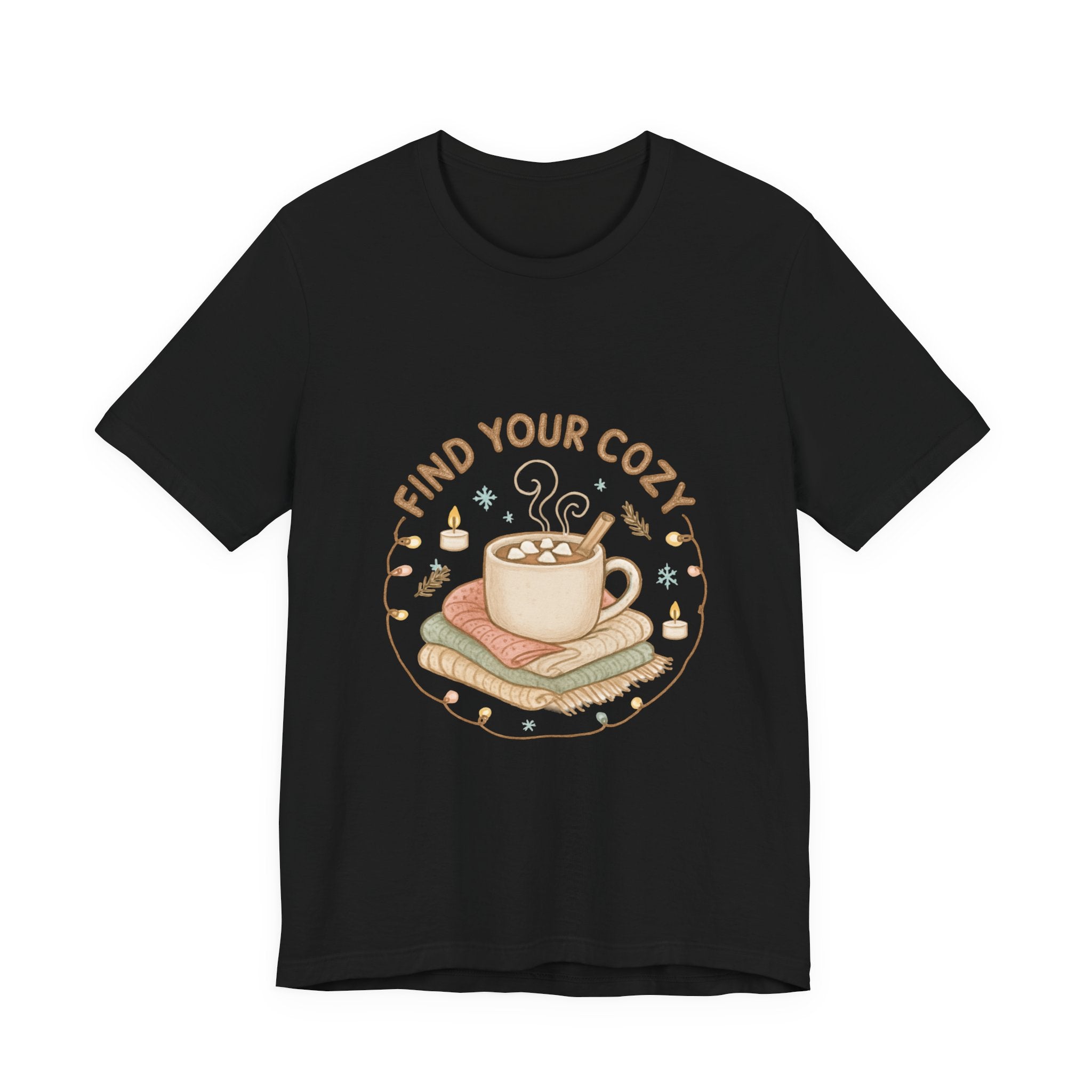 Find Your Cozy Tee — Cute Coffee & Books Graphic T-Shirt