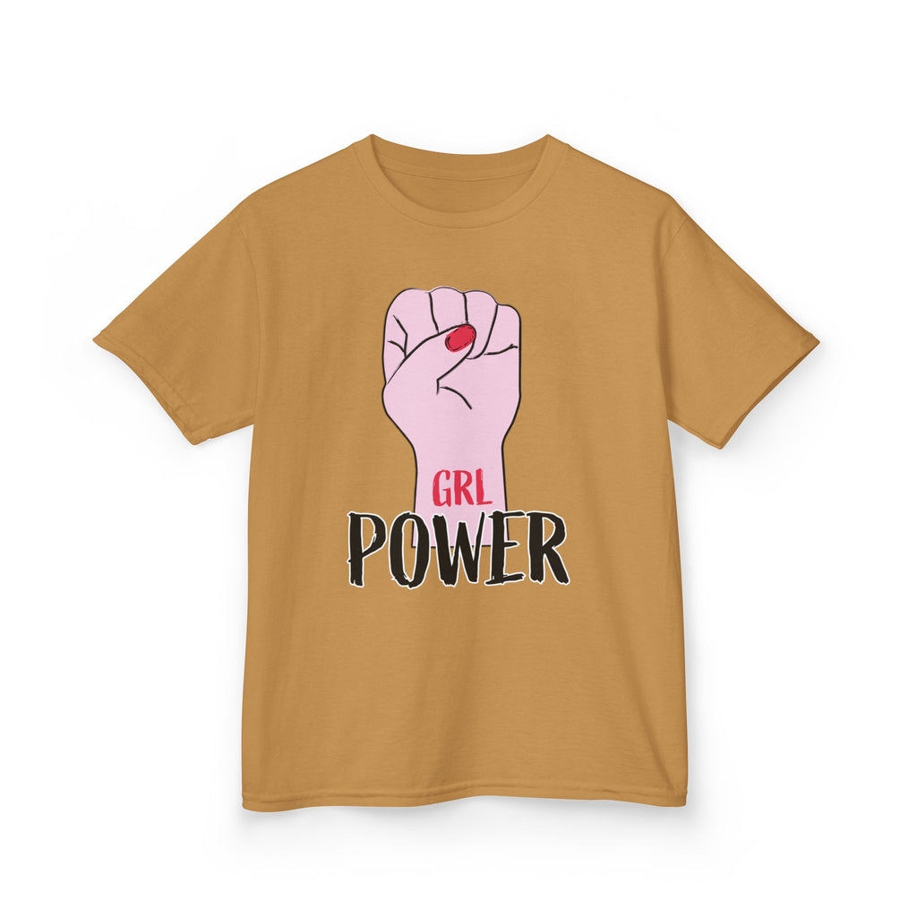 Kids Tee — "GRL Power" Pink Fist Graphic