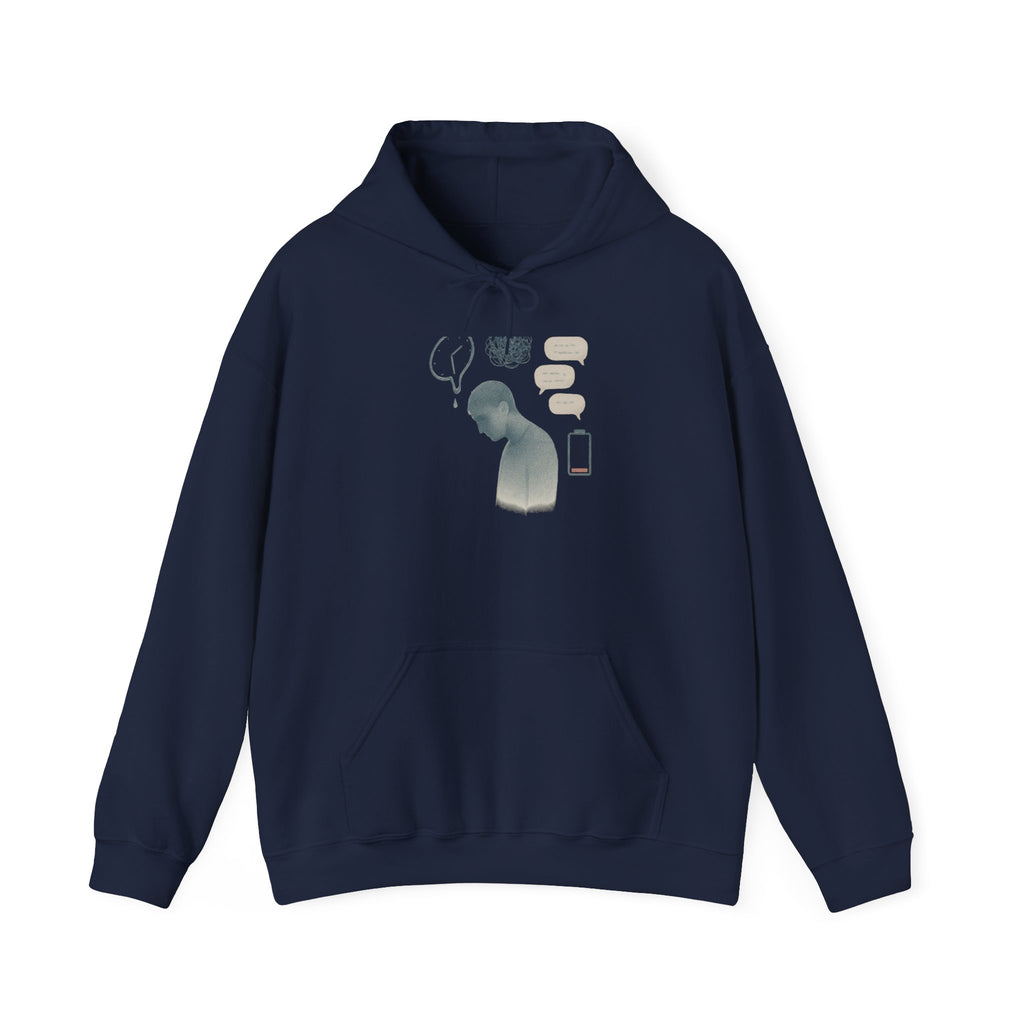 Emotional Silence Hoodie — Minimalist Illustration of Overthinking & Text Anxiety
