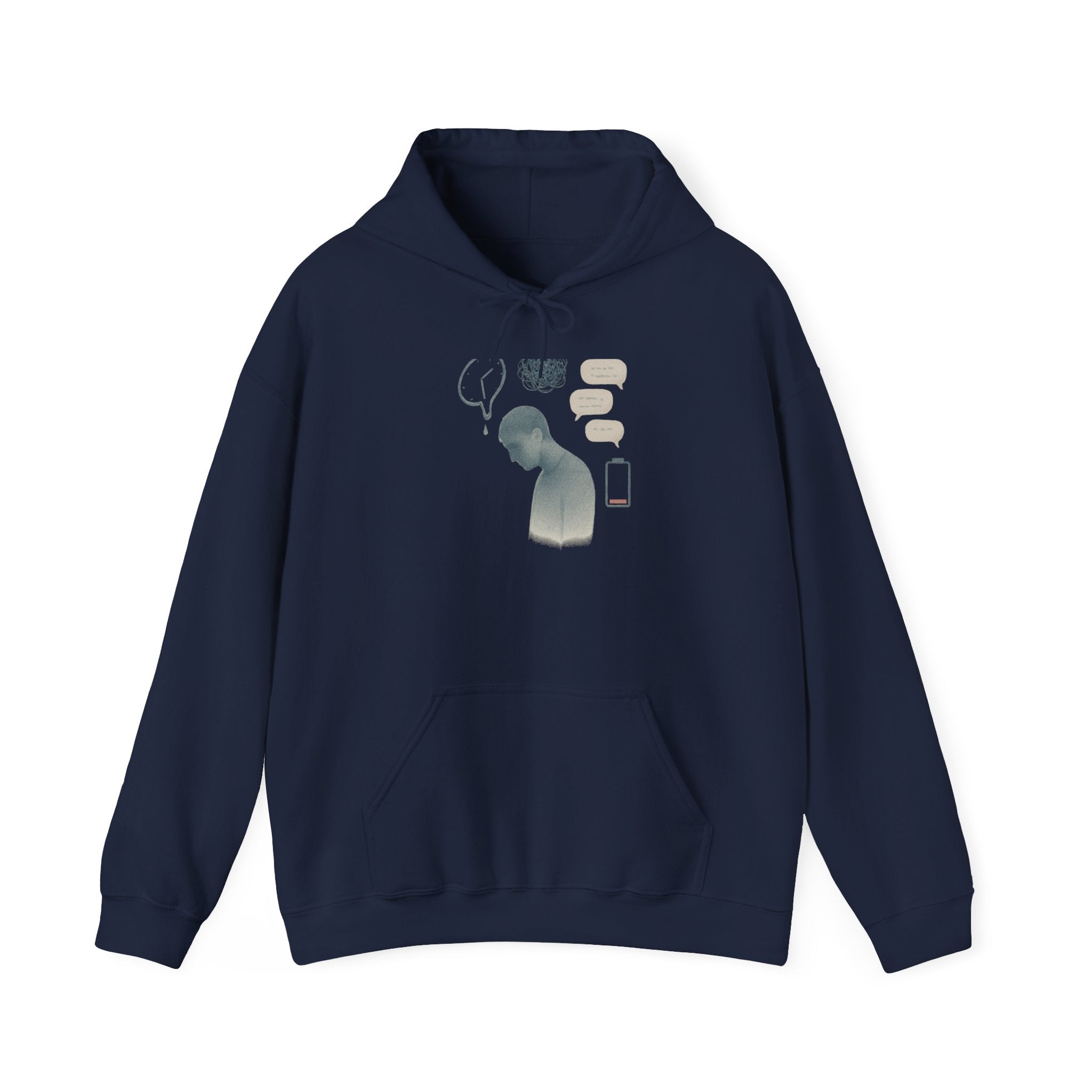 Emotional Silence Hoodie — Minimalist Illustration of Overthinking & Text Anxiety