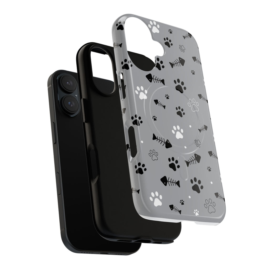 Cat Paw & Fishbone Tough Magnetic Phone Case