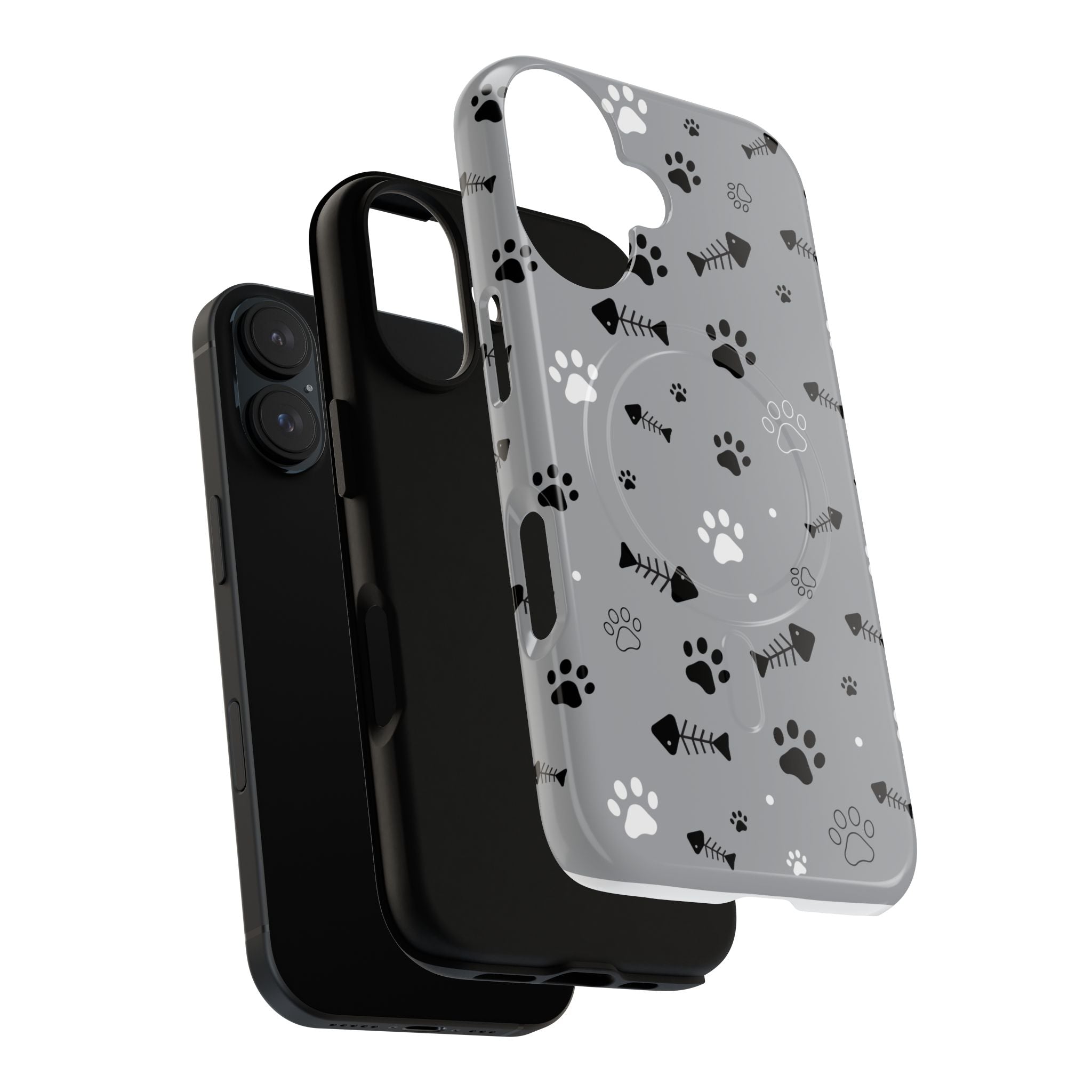 Cat Paw & Fishbone Tough Magnetic Phone Case