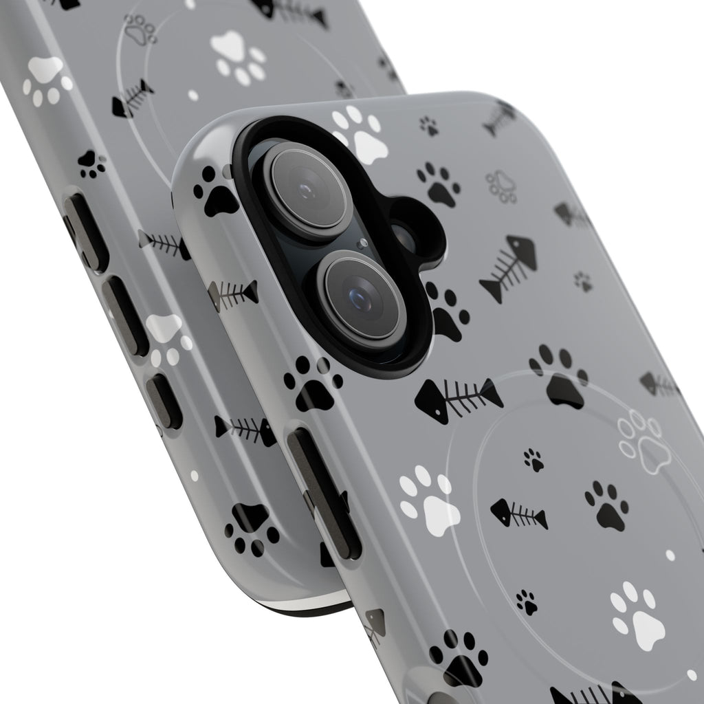 Cat Paw & Fishbone Tough Magnetic Phone Case