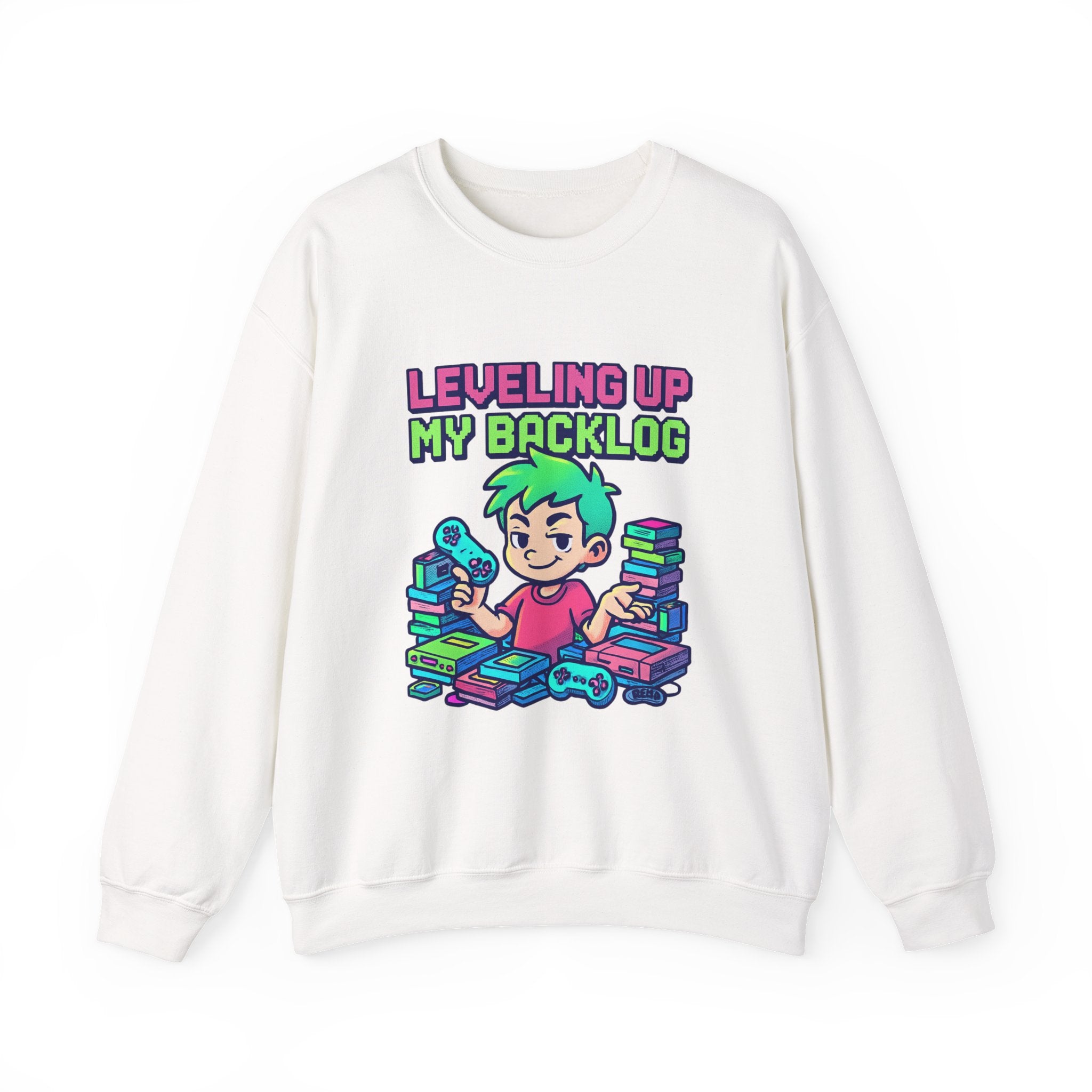 Crewneck Sweatshirt — "Leveling Up My Backlog" Gamer Graphic