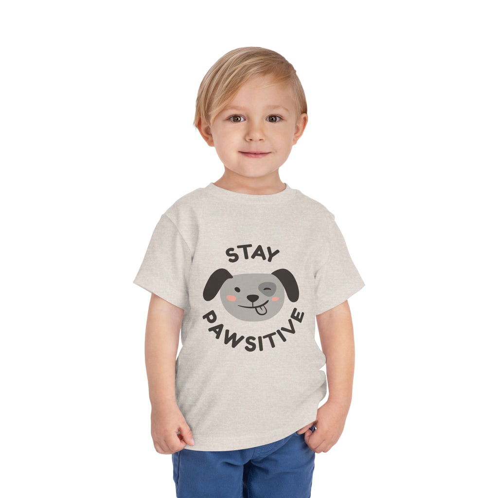 Toddler Tee — "Stay Pawsitive" Puppy Graphic Kids Shirt