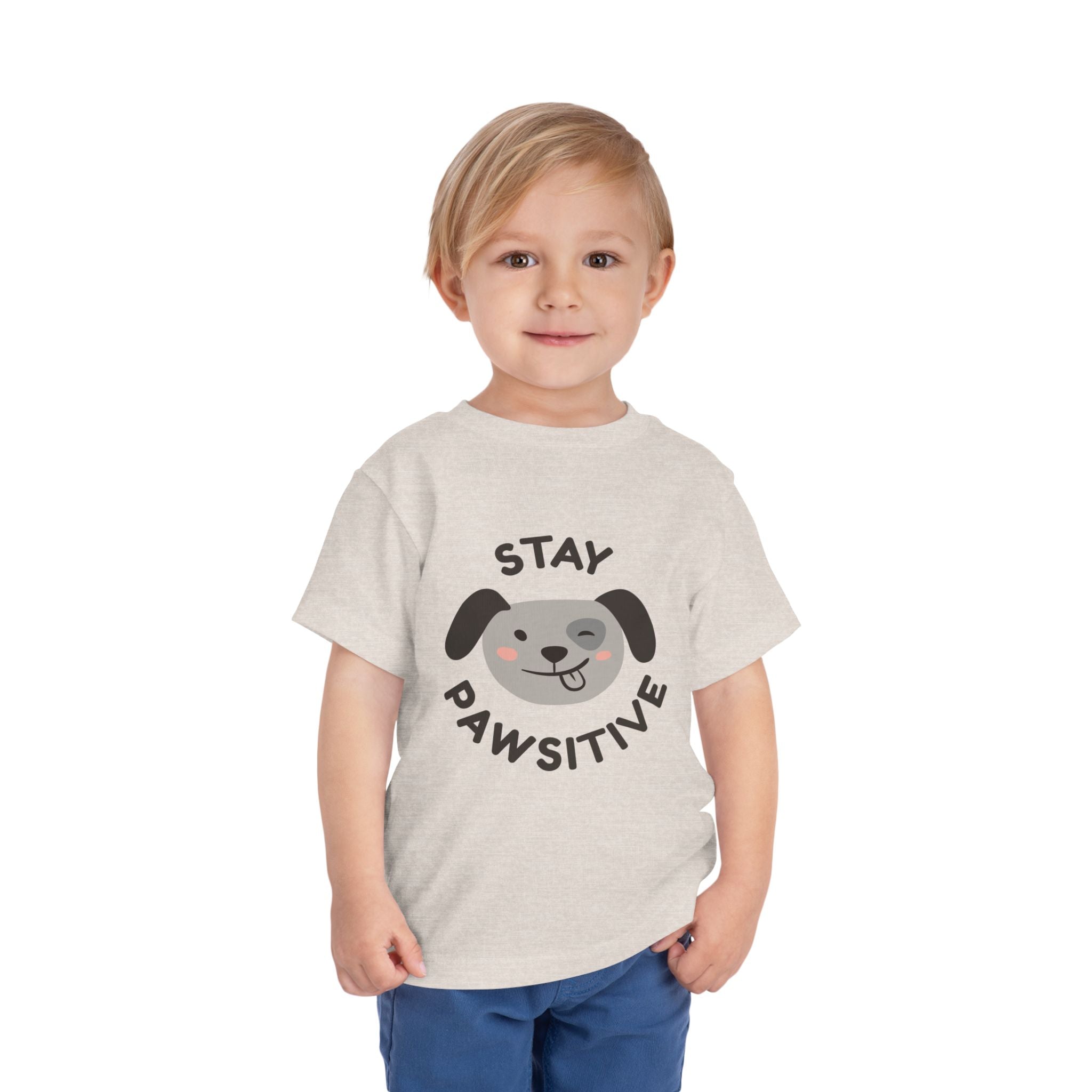 Toddler Tee — "Stay Pawsitive" Puppy Graphic Kids Shirt