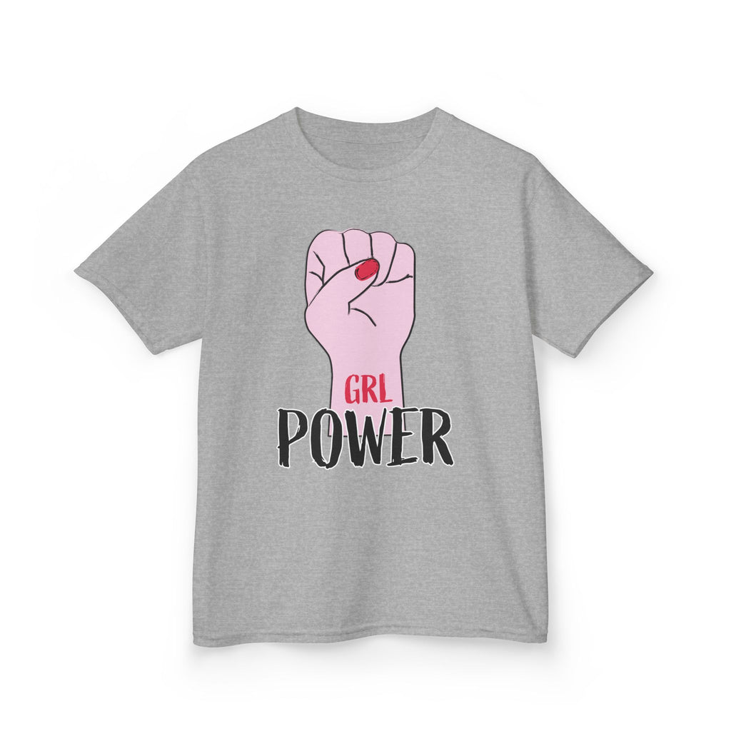 Kids Tee — "GRL Power" Pink Fist Graphic