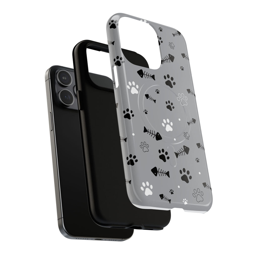 Cat Paw & Fishbone Tough Magnetic Phone Case