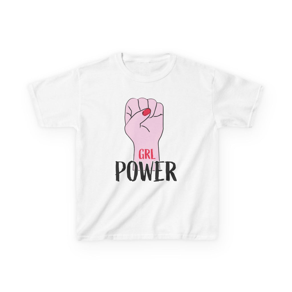 Kids Tee — "GRL Power" Pink Fist Graphic