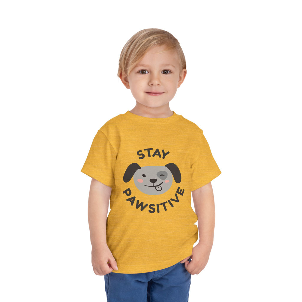 Toddler Tee — "Stay Pawsitive" Puppy Graphic Kids Shirt