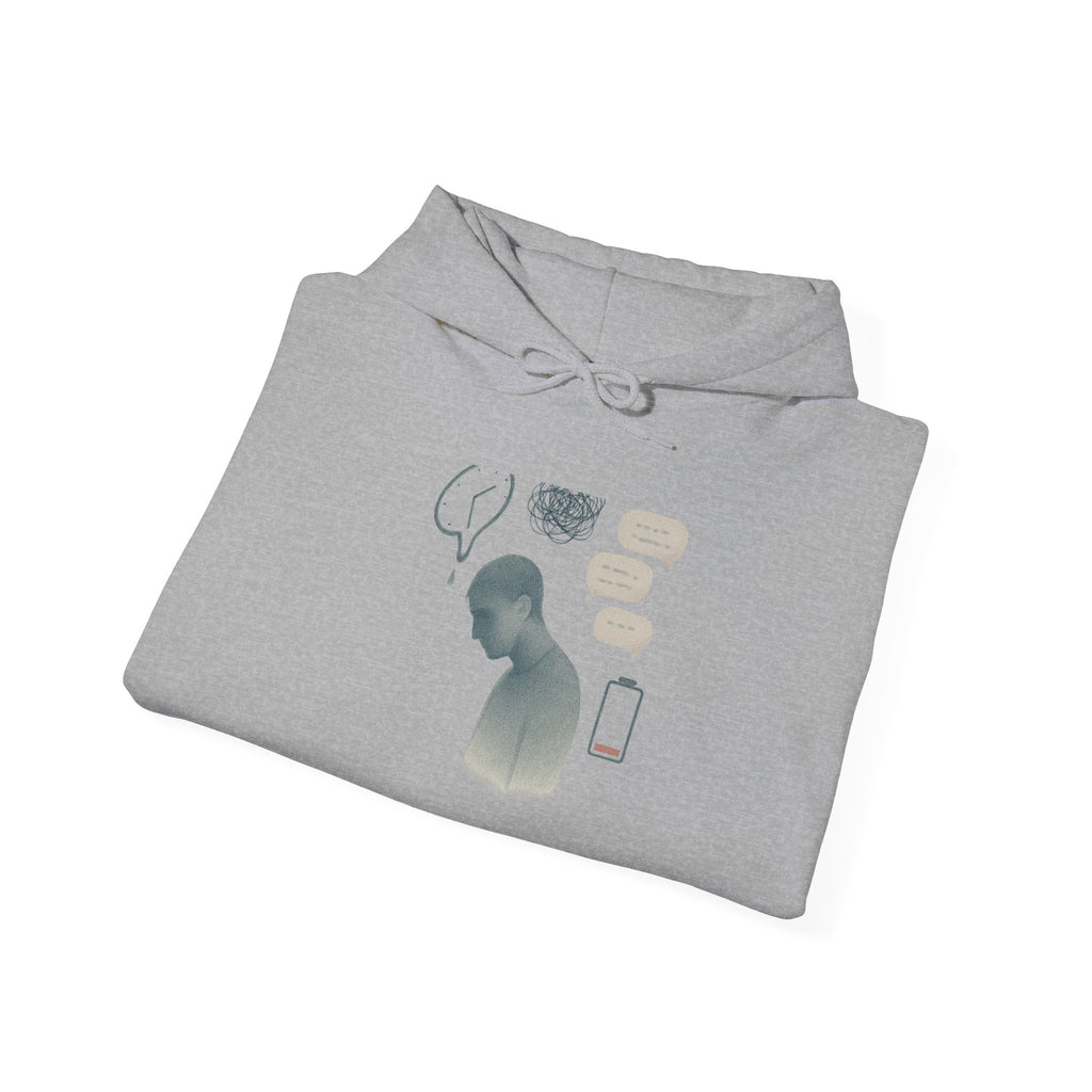 Emotional Silence Hoodie — Minimalist Illustration of Overthinking & Text Anxiety