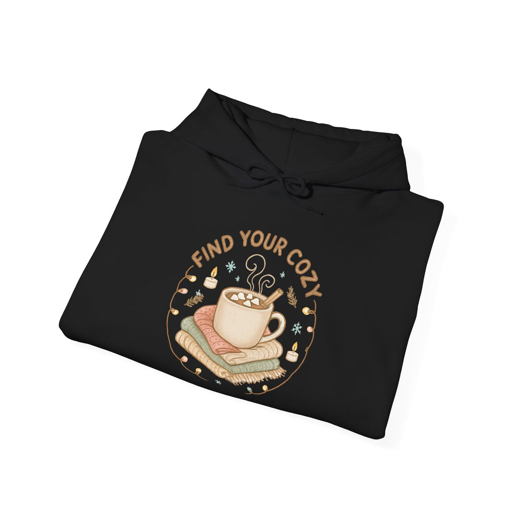 Cozy Coffee & Books Hoodie — "Find Your Cozy" Pullover