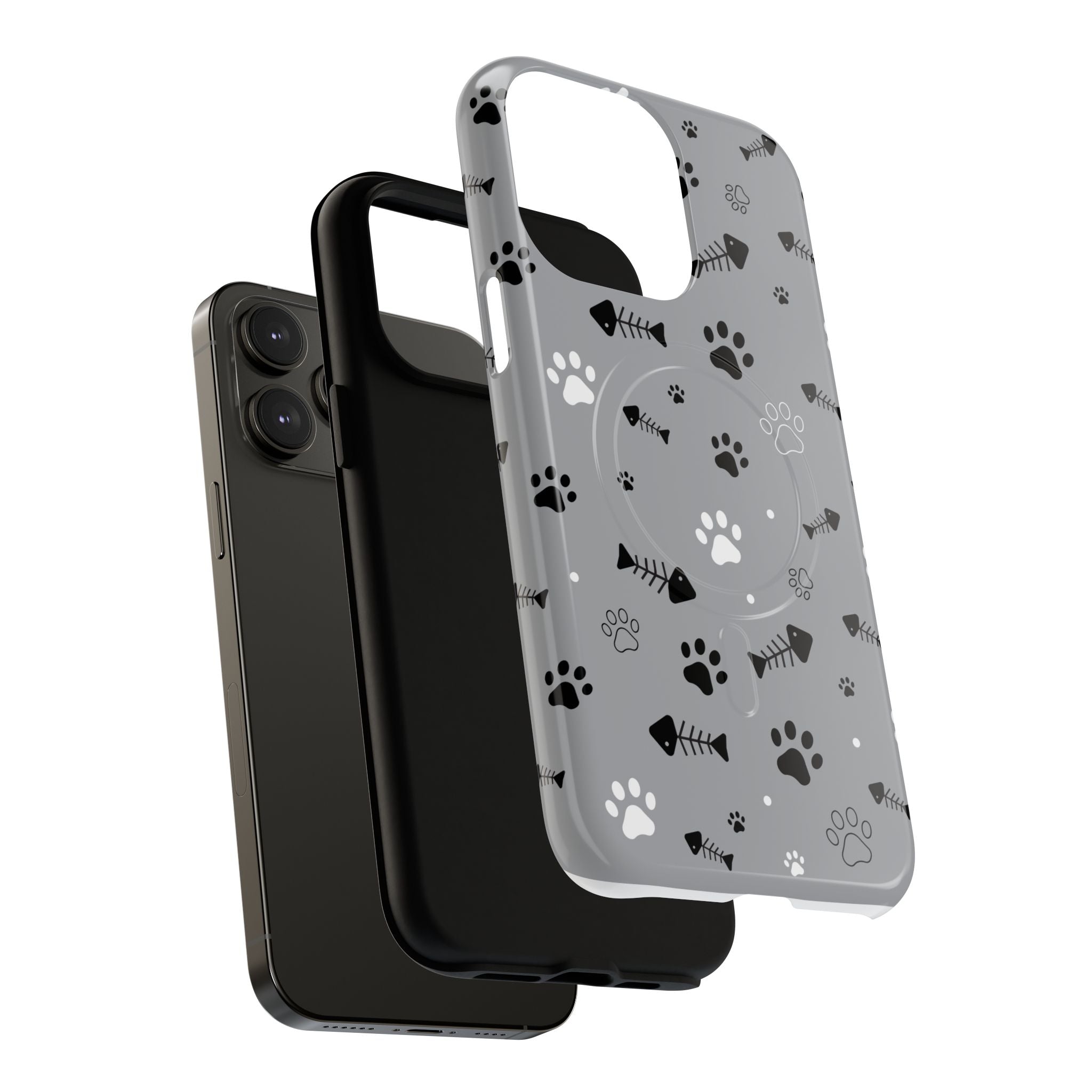 Cat Paw & Fishbone Tough Magnetic Phone Case
