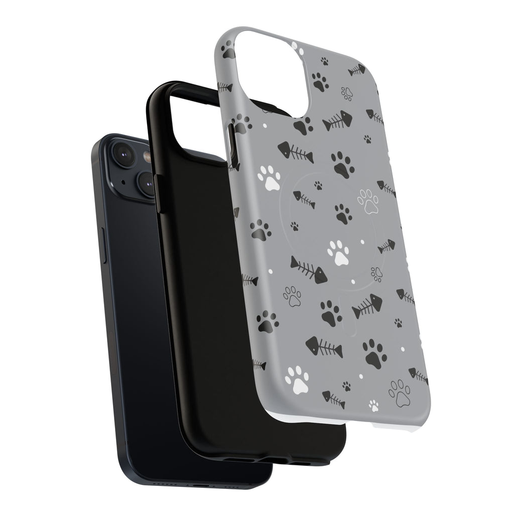 Cat Paw & Fishbone Tough Magnetic Phone Case