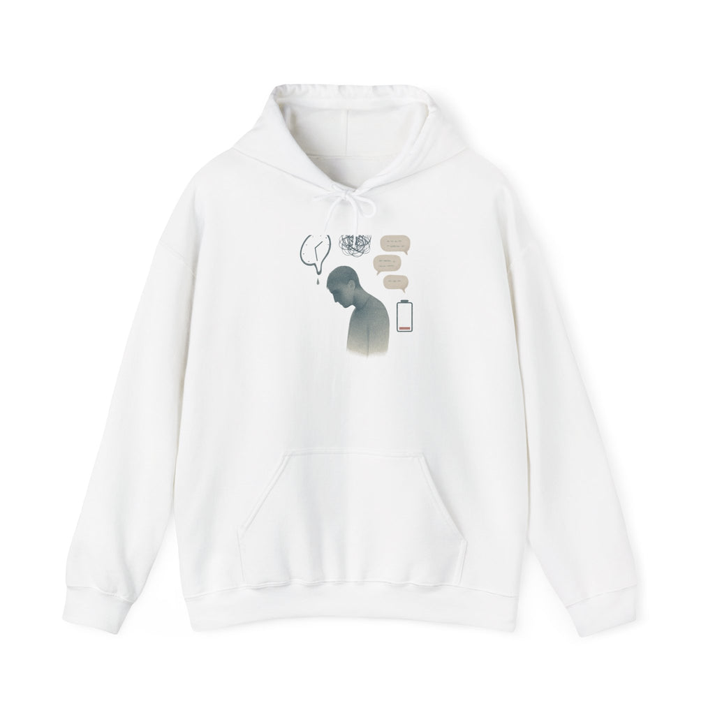 Emotional Silence Hoodie — Minimalist Illustration of Overthinking & Text Anxiety