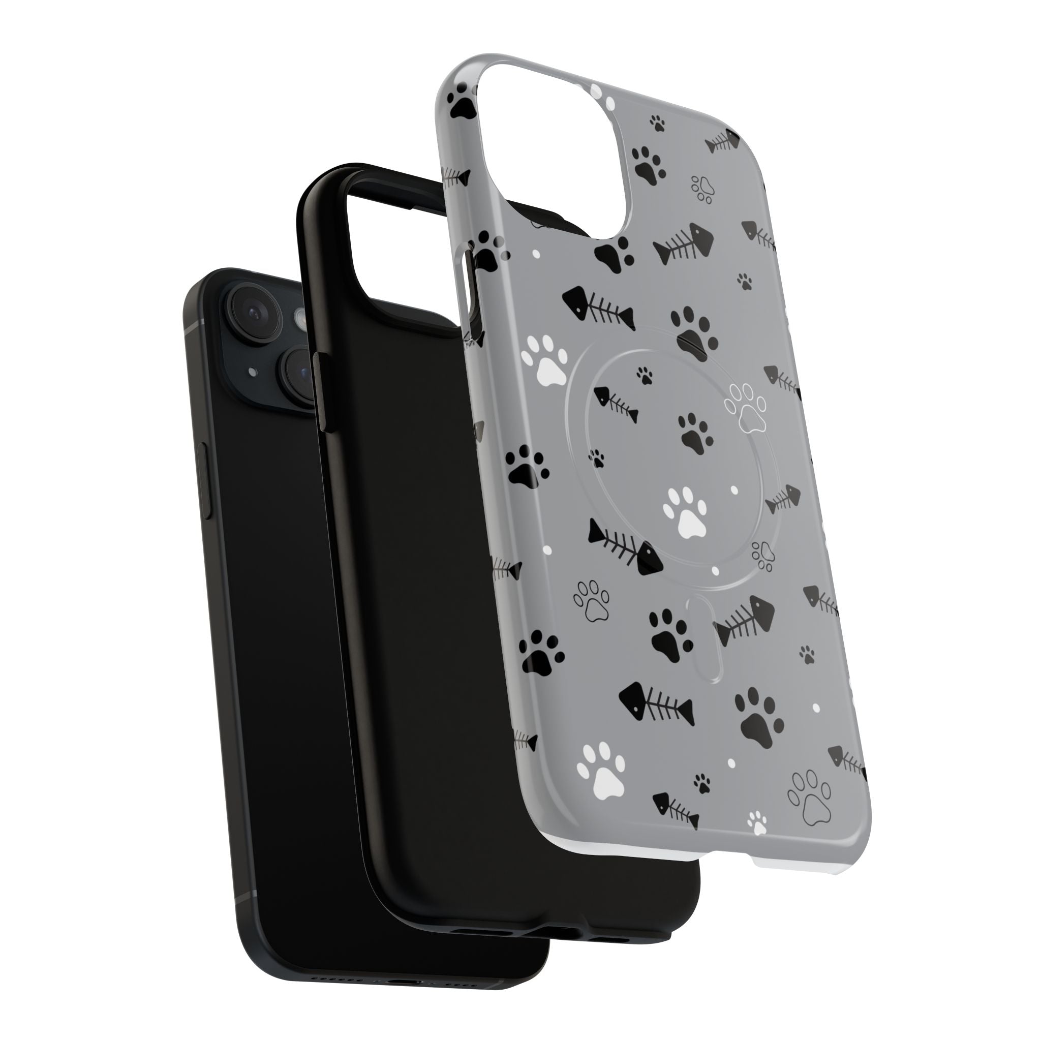 Cat Paw & Fishbone Tough Magnetic Phone Case