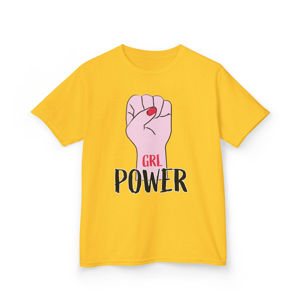 Kids Tee — "GRL Power" Pink Fist Graphic