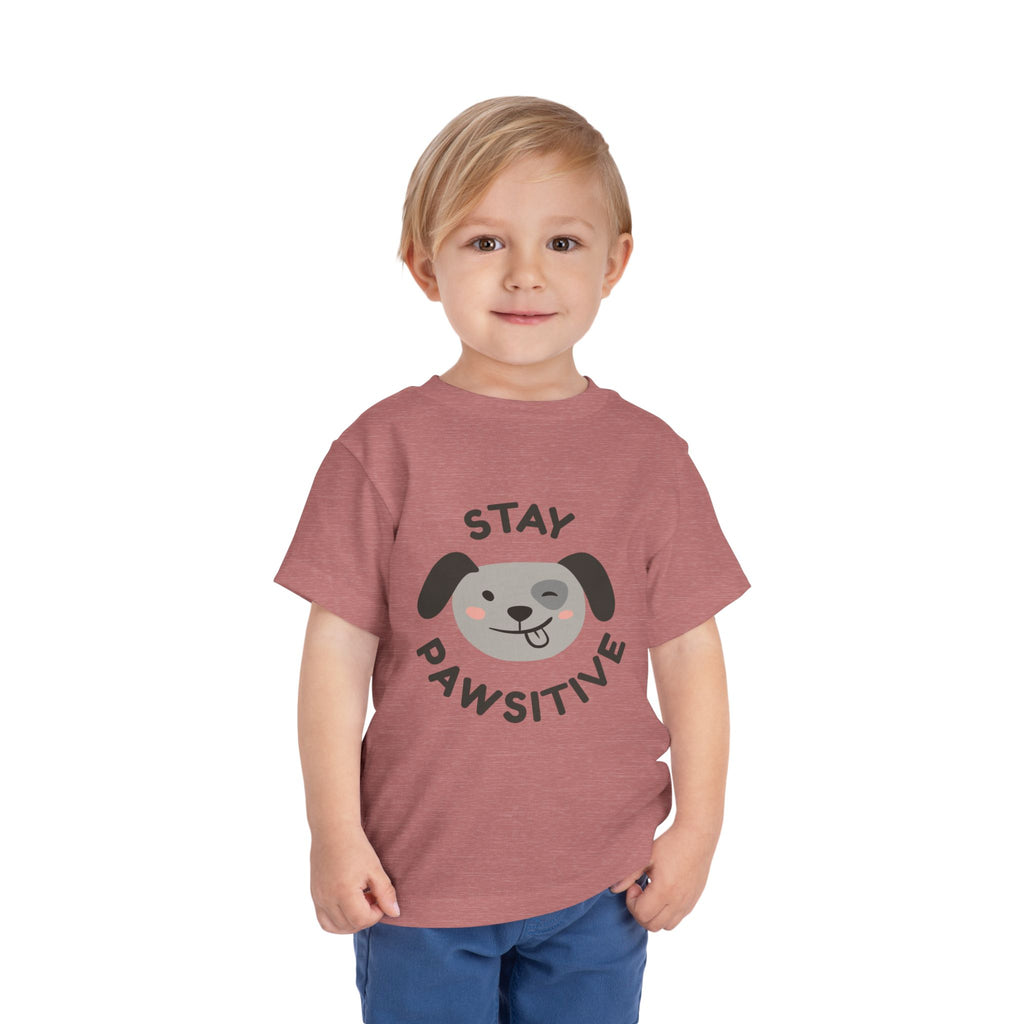 Toddler Tee — "Stay Pawsitive" Puppy Graphic Kids Shirt