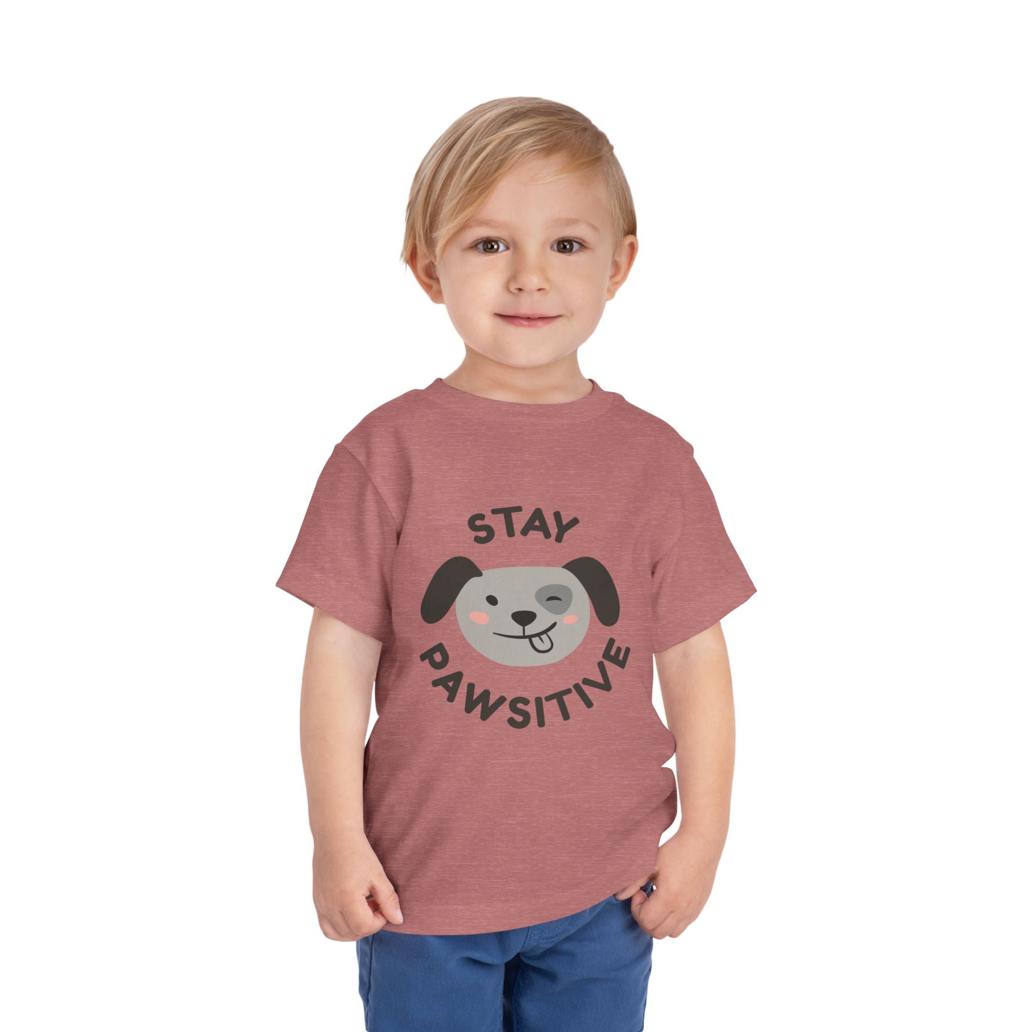 Toddler Tee — "Stay Pawsitive" Puppy Graphic Kids Shirt