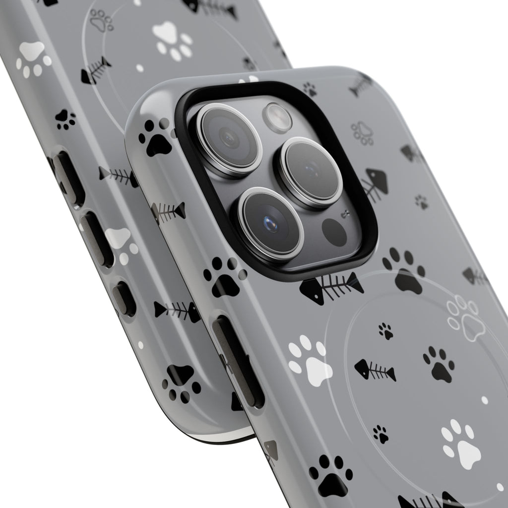 Cat Paw & Fishbone Tough Magnetic Phone Case
