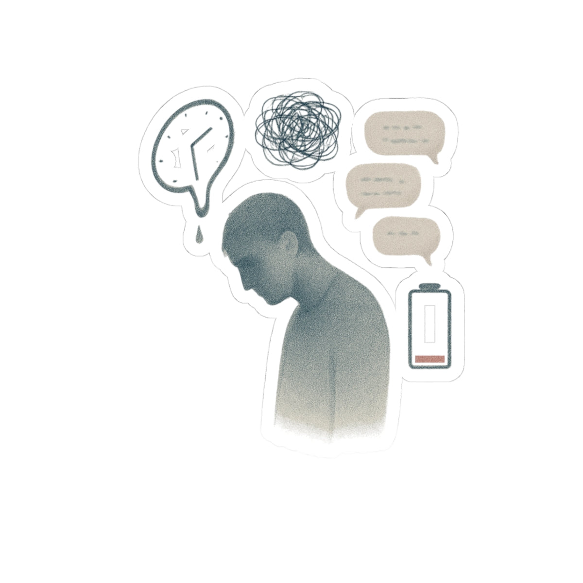 Emotional Overload Kiss-Cut Sticker Pack — Mental Health Illustration Stickers