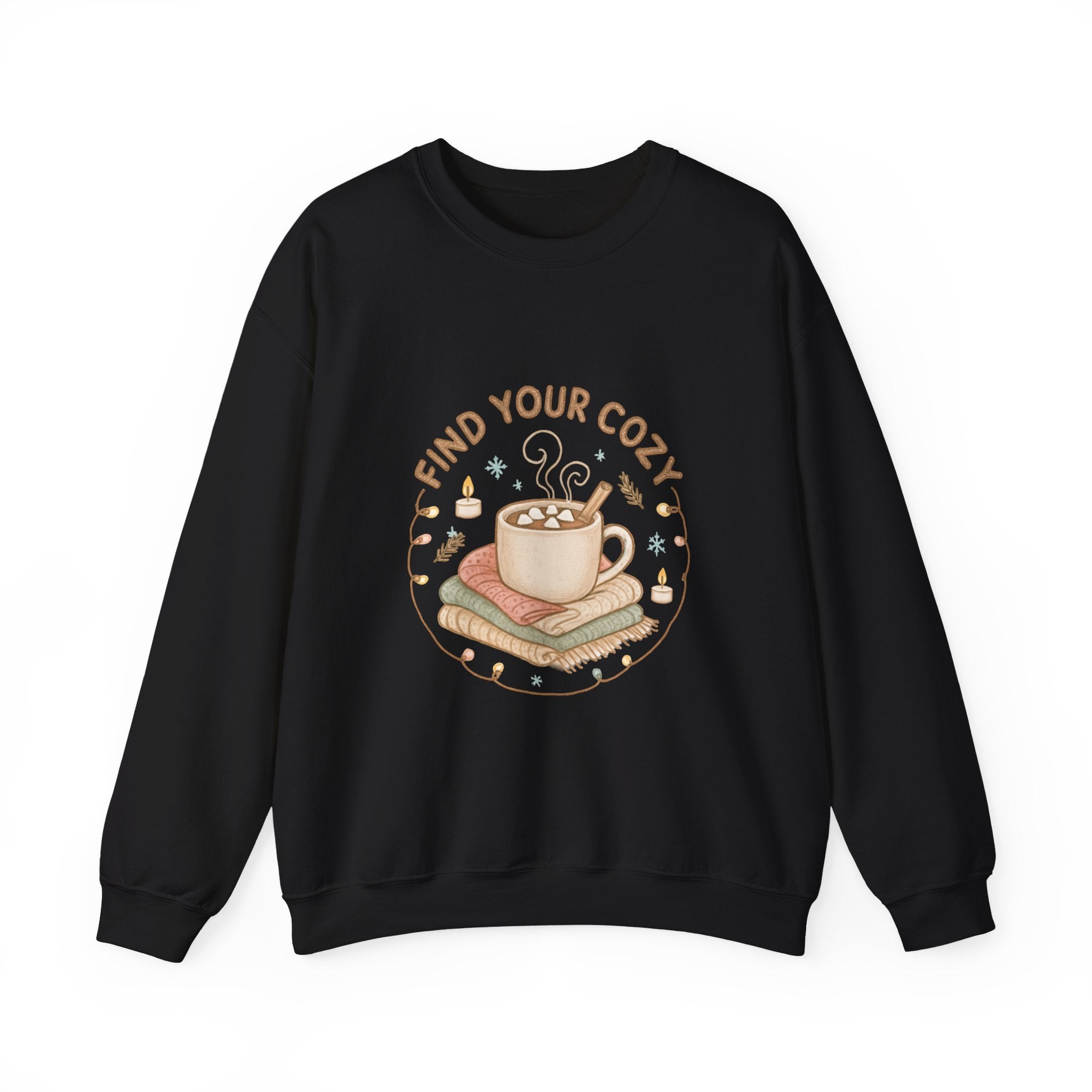 Cozy Finds Sweatshirt — "Find Your Cozy" Hot Cocoa Crewneck