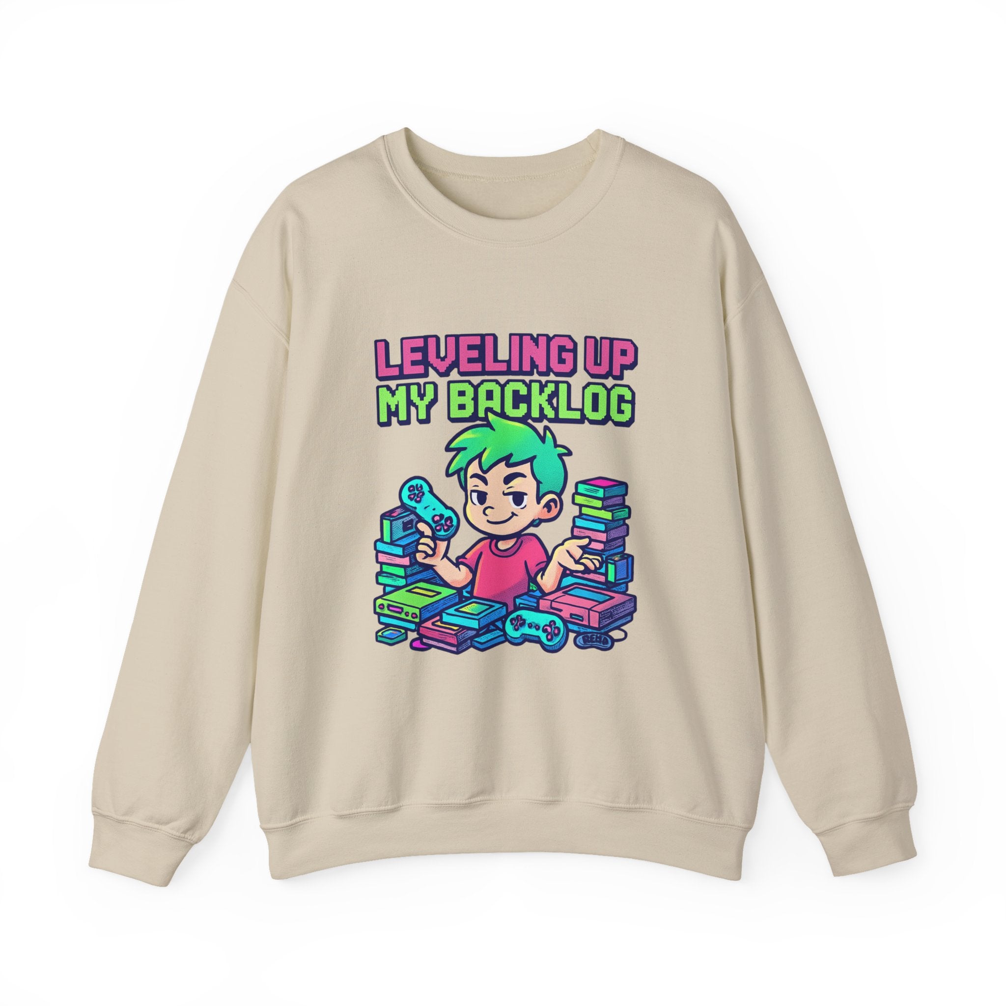 Crewneck Sweatshirt — "Leveling Up My Backlog" Gamer Graphic