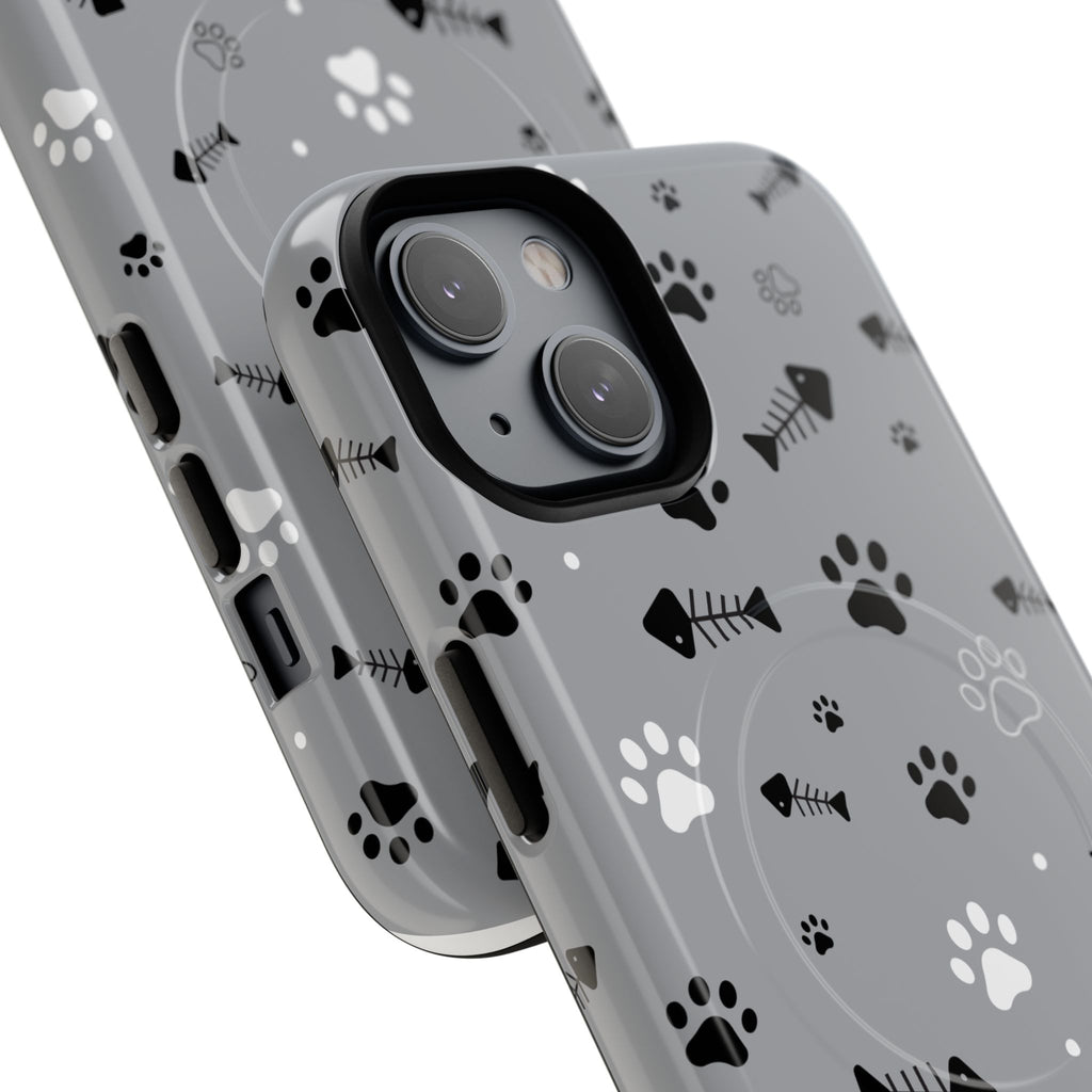 Cat Paw & Fishbone Tough Magnetic Phone Case