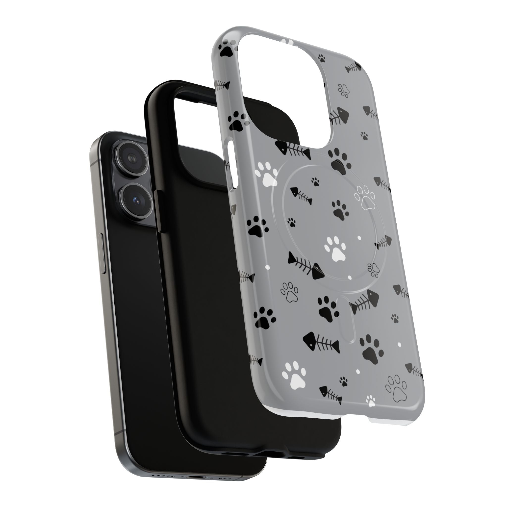 Cat Paw & Fishbone Tough Magnetic Phone Case