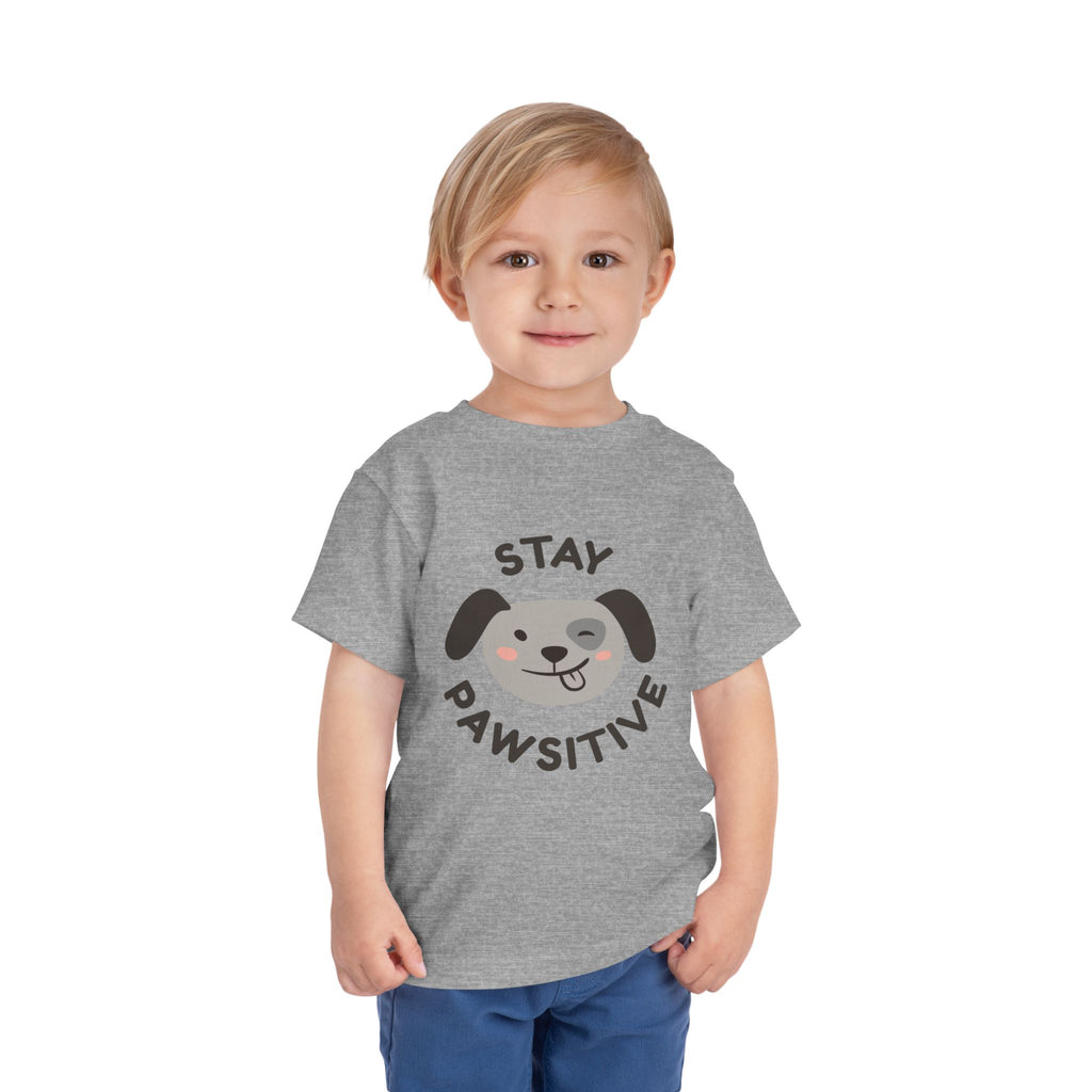 Toddler Tee — "Stay Pawsitive" Puppy Graphic Kids Shirt